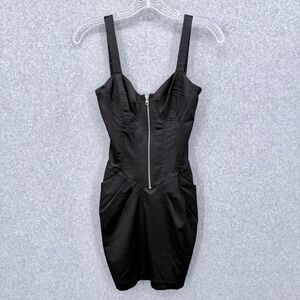 Betsey Johnson Vintage Mini Dress 2 Corset Front Zip Tulip Skirt Goth Party